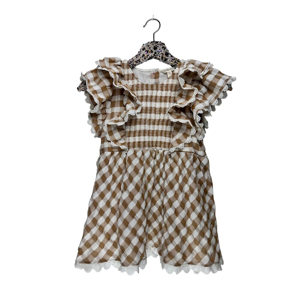 Matilda Jane Firefly Flutter Sleeve Top Tan Cream Girls Size 12 Boutique
